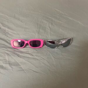 Stylish Pink and Clear Sunglasses Set